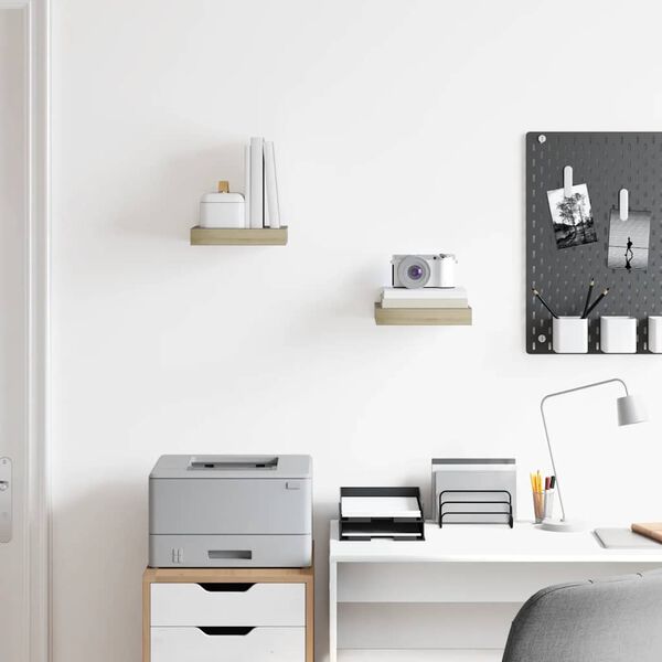 vidaXL Plovouc&iacute; n&aacute;stěnn&eacute; police 2 ks dub 23 x 23,5 x 3,8 cm MDF