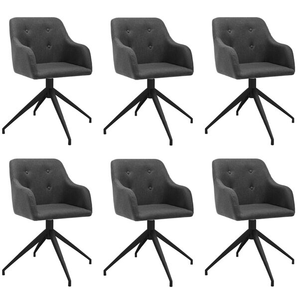 vidaXL Otočn&eacute; j&iacute;deln&iacute; židle 6 ks tmavě &scaron;ed&eacute; textil