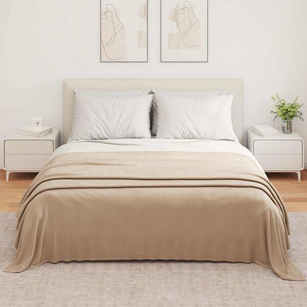 vidaXL Plažov&aacute; deka Velbloud&iacute; 350 x 270 cm Fleece