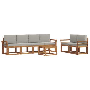 vidaXL Venkovn&iacute; pohovkov&aacute; souprava 7 pcs Př&iacute;rodn&iacute; a světle &scaron;ed&aacute;