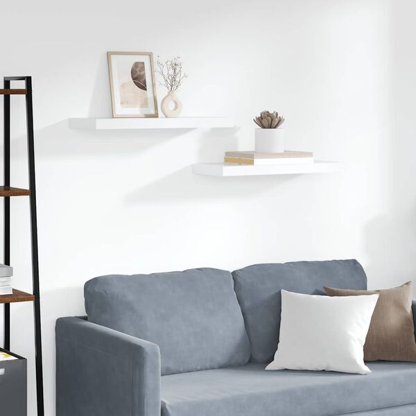 vidaXL Plovouc&iacute; n&aacute;stěnn&eacute; police 2 ks b&iacute;l&eacute; 60 x 23,5 x 3,8 cm MDF