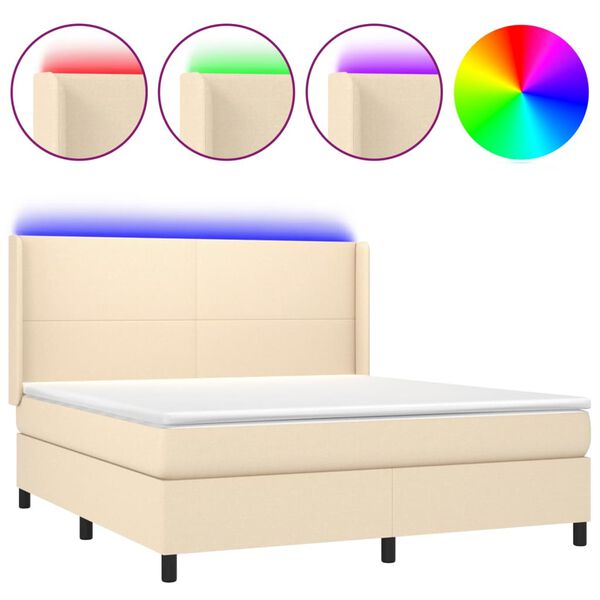 vidaXL Box spring postel s matrac&iacute; a LED kr&eacute;mov&aacute; 160x200 cm textil