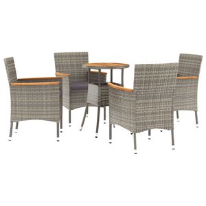 vidaXL 5d&iacute;ln&yacute; zahradn&iacute; bistro set s podu&scaron;kami &scaron;ed&yacute; polyratan
