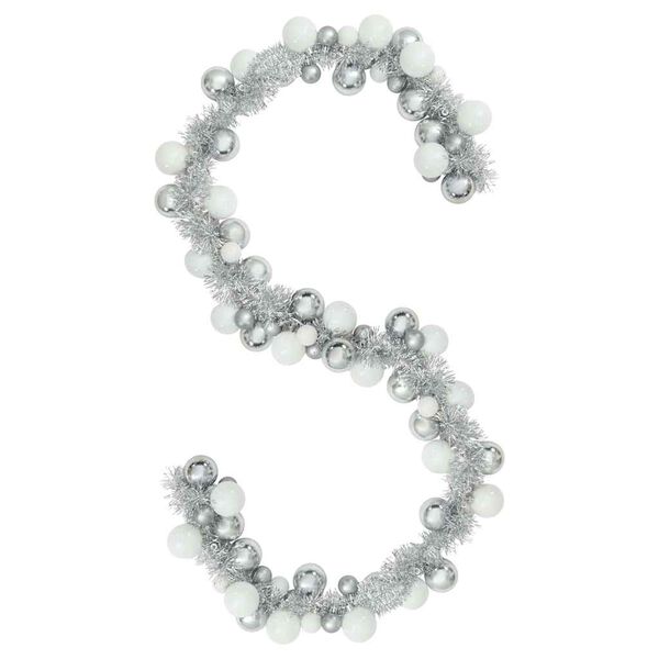 vidaXL V&aacute;nočn&iacute; koule girlanda B&iacute;l&aacute; a stř&iacute;brn&aacute; 186 cm Polystyren