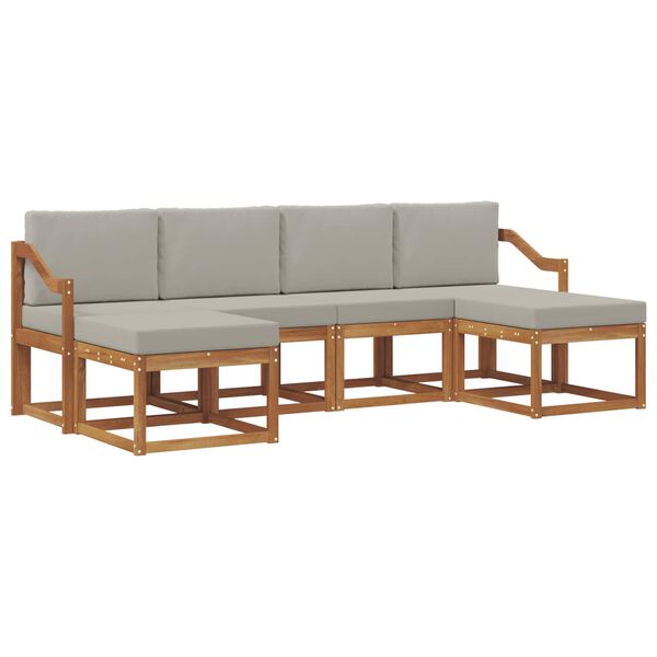 vidaXL Venkovn&iacute; pohovkov&aacute; souprava 6 pcs Př&iacute;rodn&iacute; a světle &scaron;ed&aacute;