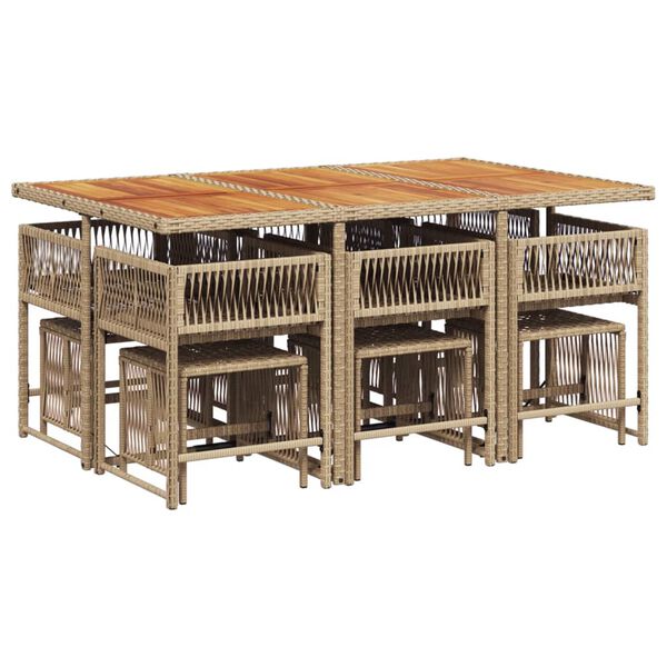 vidaXL 11d&iacute;ln&yacute; zahradn&iacute; j&iacute;deln&iacute; set s podu&scaron;kami b&eacute;žov&yacute; polyratan