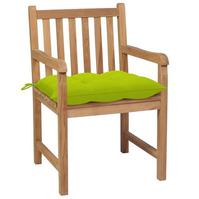 vidaXL Zahradní židle 8 ks s jasně zelenými poduškami masivní teak