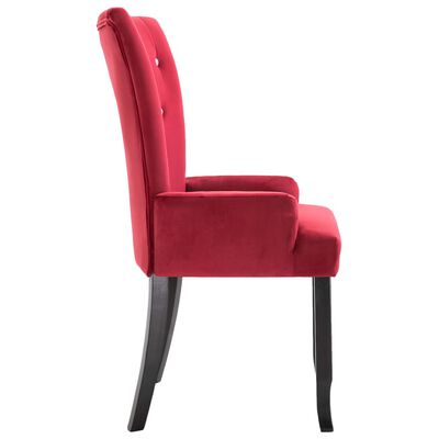 vidaXL Jídelní židle s područkami 2 ks červené samet