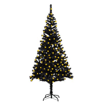 vidaXL Vánoční stromek s LED osvětlením a stojanem černý 180 cm PVC