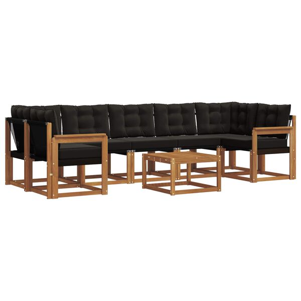 vidaXL Venkovn&iacute; pohovkov&aacute; souprava s pol&scaron;t&aacute;řem 8 pcs Přirozen&aacute; a čern&aacute;