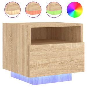 vidaXL Nočn&iacute; stolek s LED osvětlen&iacute;m dub sonoma 40 x 39 x 37 cm