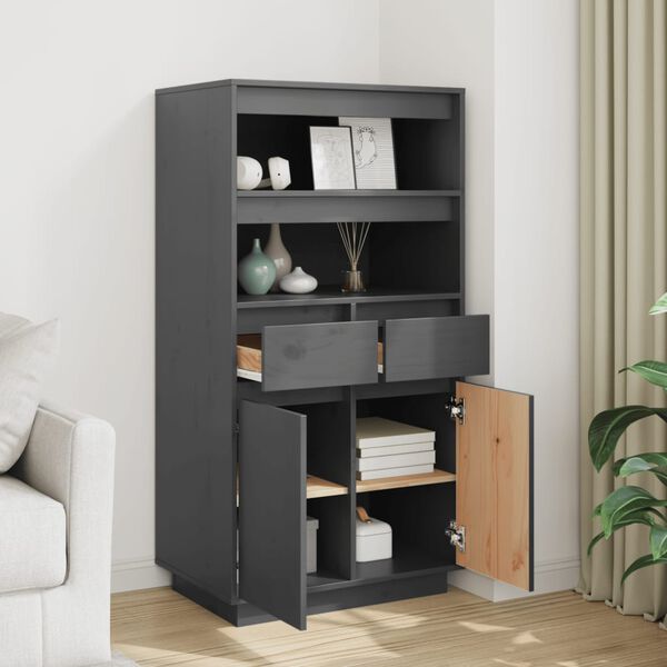 vidaXL Skř&iacute;ň highboard &scaron;ed&aacute; 60 x 40 x 116,5 cm masivn&iacute; borov&eacute; dřevo