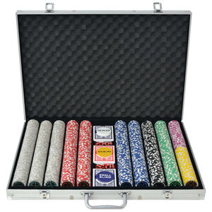 vidaXL Poker set s 1000 laserov&yacute;mi žetony hlin&iacute;k