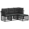 vidaXL Venkovn&iacute; pohovkov&aacute; souprava s pol&scaron;t&aacute;řem 4 pcs Čern&aacute; Polyester