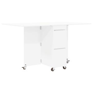 vidaXL J&iacute;deln&iacute; stůl 140 x 80 x 77 cm Kompozitn&iacute; dřevo B&iacute;l&aacute; Obd&eacute;ln&iacute;kov&yacute;