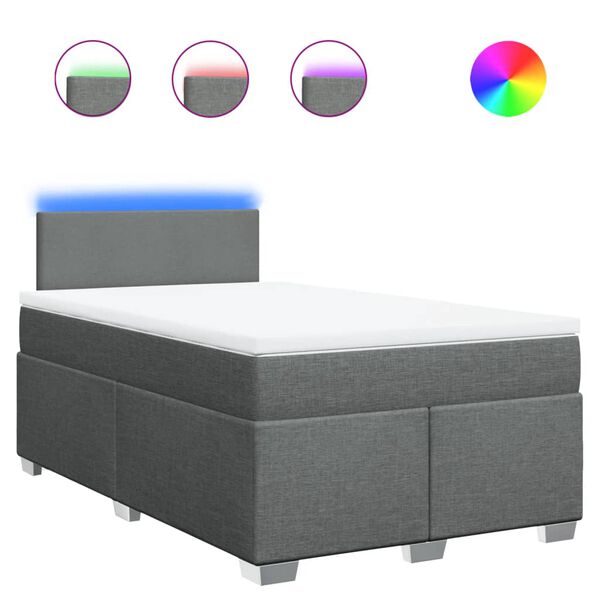 vidaXL Box spring postel s matrac&iacute; tmavě &scaron;ed&aacute; 120x190 cm textil