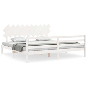 vidaXL R&aacute;m postele s čelem b&iacute;l&yacute; 200 x 200 cm masivn&iacute; dřevo