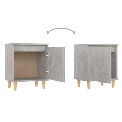 vidaXL Noční stolek dřevěné nohy 2 ks betonově šedá 40 x 30 x 50 cm
