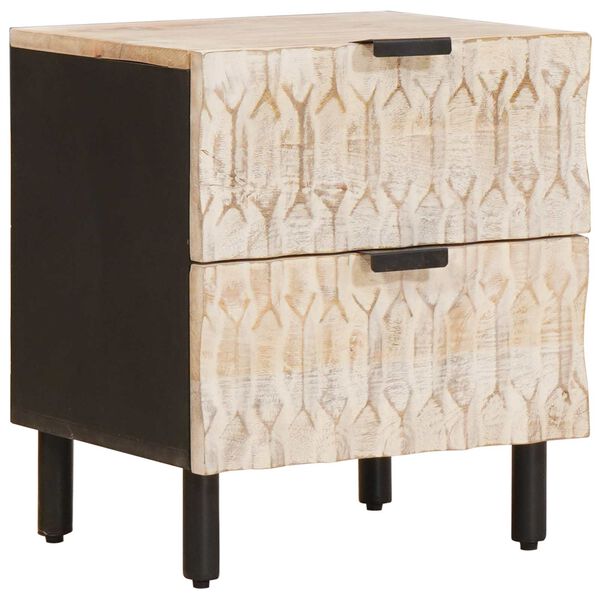 vidaXL Nočn&iacute; skř&iacute;ňka 2 pcs B&iacute;l&aacute; 40 x 33 x 46 cm Masivn&iacute; mangov&eacute; dřevo