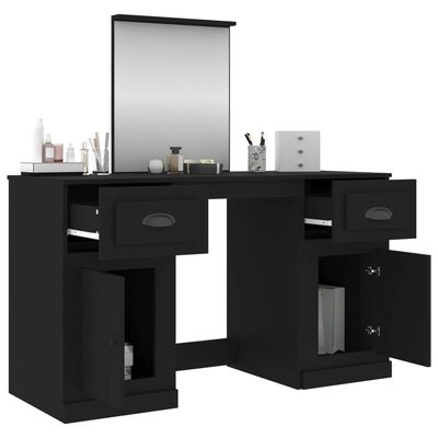 vidaXL Toaletní stolek se zrcadlem černý 130 x 50 x 132,5 cm