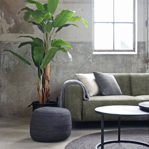 LABEL51 Koberec Jute kulat&yacute; 150 x 150 cm XXL antracitov&yacute;