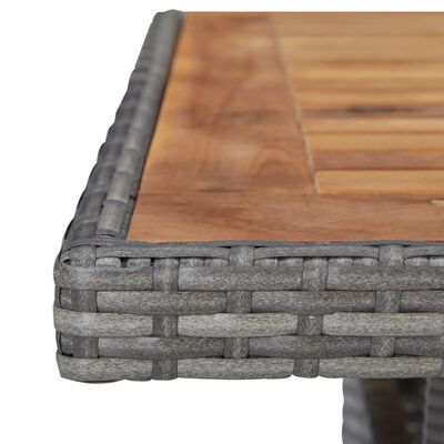 vidaXL Zahradní jídelní stůl šedý polyratan a masivní akáciové dřevo