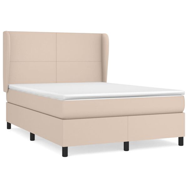 vidaXL Box spring postel s matrac&iacute; cappuccino 140x200 cm uměl&aacute; kůže