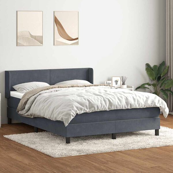 vidaXL Box spring postel s matrac&iacute; tmavě &scaron;ed&aacute; 140x210 cm samet