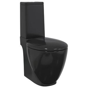 vidaXL Keramick&eacute; WC kombi kulat&eacute; spodn&iacute; odpad čern&eacute;