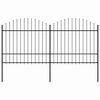vidaXL Zahradn&iacute; plot s kop&iacute;m nahoře ocelov&yacute; 359 x 175 cm čern&yacute;