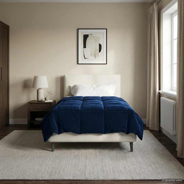 vidaXL Celoročn&iacute; přikr&yacute;vka Tmavě modr&aacute; 155 x 200 cm Mikrovl&aacute;kno