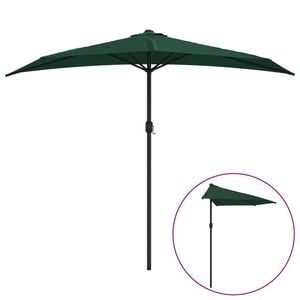 vidaXL Slunečn&iacute;k na balkon hlin&iacute;kov&aacute; tyč zelen&yacute; 270 x 144 cm půlkruh