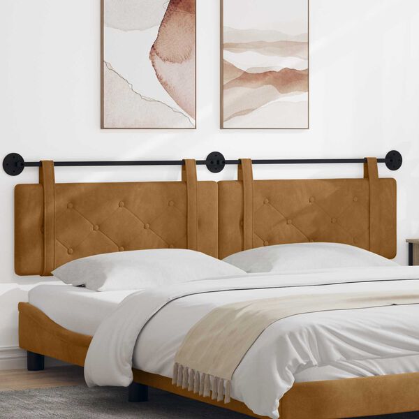 vidaXL Z&aacute;věsn&aacute; čeln&iacute; deska N&aacute;stěnn&yacute; Hněd&aacute; 210 x 55 x 5 cm samet