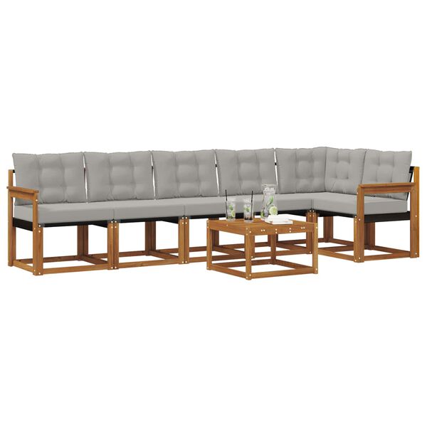 vidaXL Venkovn&iacute; pohovkov&aacute; souprava 7 pcs Př&iacute;rodn&iacute; a světle &scaron;ed&aacute;