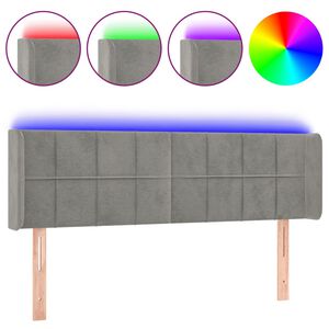 vidaXL Čelo postele s LED světle &scaron;ed&eacute; 147 x 16 x 78/88 cm samet