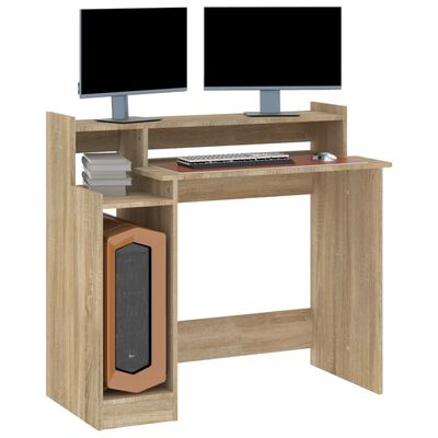 vidaXL Psací stůl s LED světly dub sonoma 97x45x90 cm kompozitní dřevo