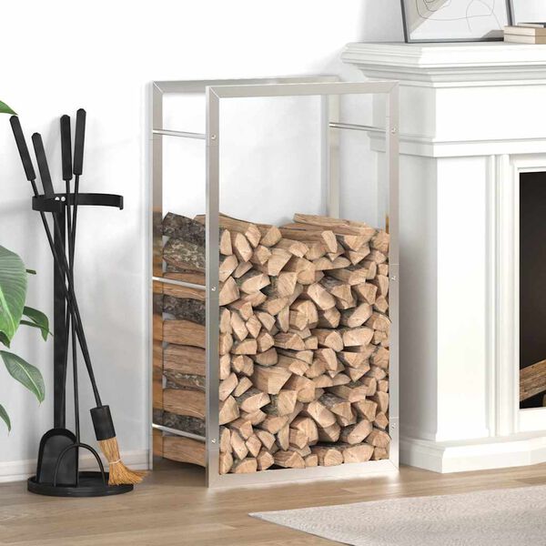 vidaXL Stojan na palivov&eacute; dřevo 50x28x94 cm nerezov&aacute; ocel
