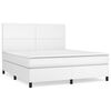 vidaXL Box spring postel s matrac&iacute; b&iacute;l&aacute; 180x200 cm uměl&aacute; kůže
