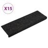 vidaXL Schodov&eacute; rohože samolepic&iacute; 15 ks 65 x 21 x 4 cm čern&eacute; s obd&eacute;ln&iacute;kov&yacute;m okrajem
