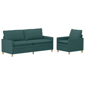 vidaXL Set pohovek 2 ks Tmavě zelen&aacute; Textil