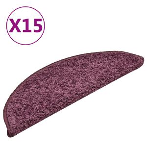 vidaXL Schodov&eacute; rohože 15 ks 56 x 17 x 3 cm tmavě fialov&eacute; půlkulat&eacute;