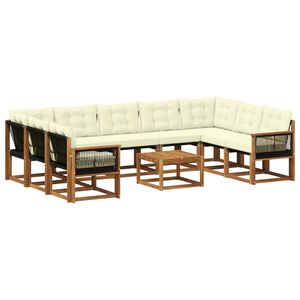 vidaXL Venkovn&iacute; pohovkov&aacute; souprava 10 pcs Přirozen&aacute; a Kr&eacute;mov&aacute;