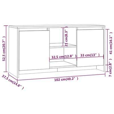 vidaXL TV skříňka hnědý dub 102 x 37,5 x 52,5 cm kompozitní dřevo