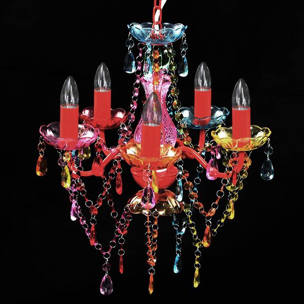 VÍCEBAREVNÝ klasický křišťálový lustr na 5 žárovek