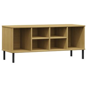 vidaXL Botn&iacute;k s kovov&yacute;mi nohami hněd&yacute; 106x35x45 cm masivn&iacute; dřevo OSLO