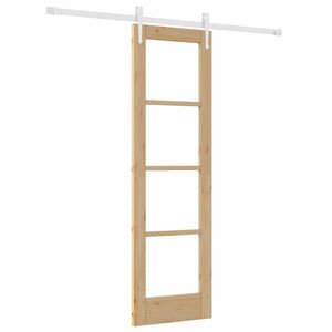 vidaXL Posuvn&eacute; dveře 61 x 198,5 cm Masivn&iacute; borov&eacute; dřevo a sklo