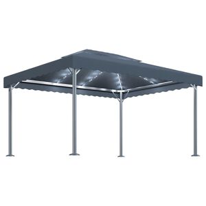 vidaXL Alt&aacute;n se světeln&yacute;mi LED řetězy 400 x 300 cm antracitov&yacute; hlin&iacute;k