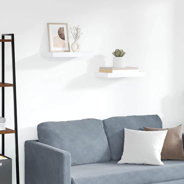 vidaXL Plovouc&iacute; n&aacute;stěnn&eacute; police 2 ks b&iacute;l&eacute; 40 x 23 x 3,8 cm MDF