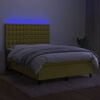 vidaXL Box spring postel s matrac&iacute; a LED zelen&aacute; 140x200 cm textil