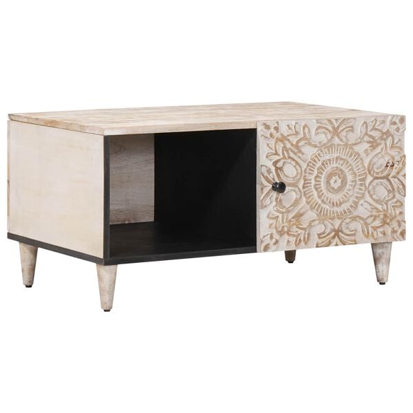 vidaXL Konferenčn&iacute; stolek B&iacute;l&aacute; 80 x 50 x 40 cm Masivn&iacute; mangov&eacute; dřevo